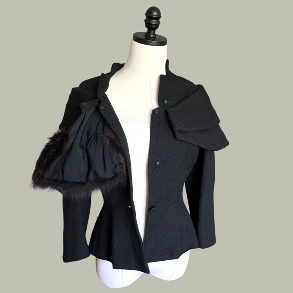 vintage Lilli Ann black wool jacket with fur trim size small - Picture 9 of 12